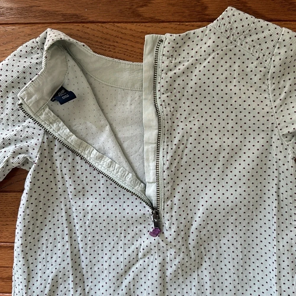 🩵 GAP KIDS Girls Dress size 4T polka dot light teal blue corduroy EUC